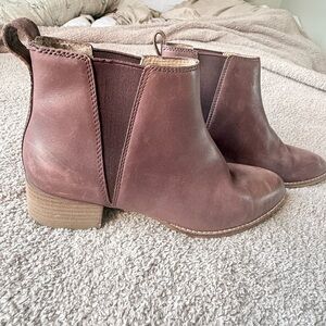 Madewell Brown Leather Chelsea Ankle Boots Stacked Heel